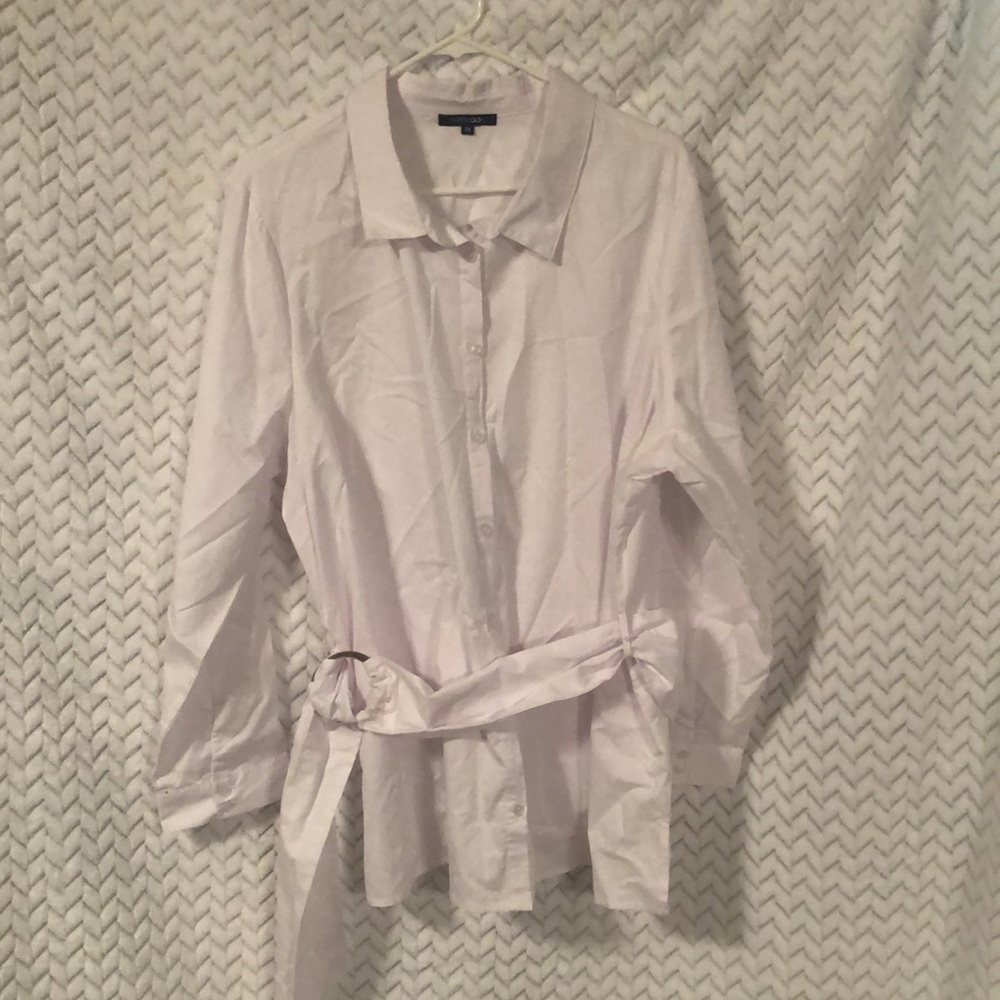 Papermoon white button up belted blouse size 2x